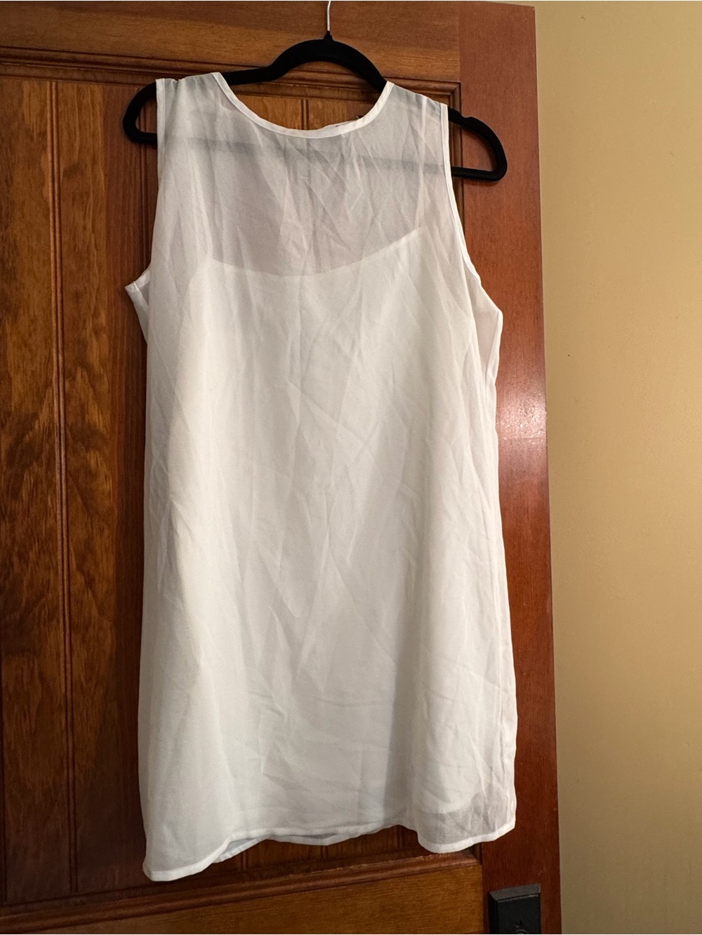 Kataleya White Chiffon Sleeveless Mini Shift Dress - Picture 3 of 4